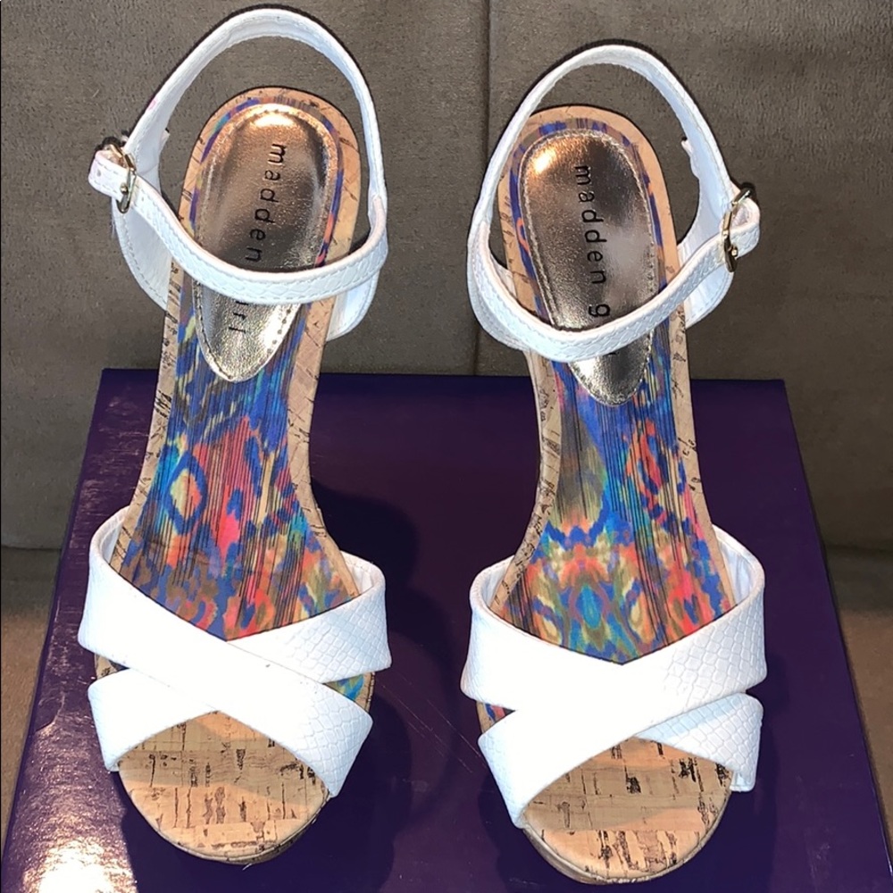 Madden Girl-white wedge sandals